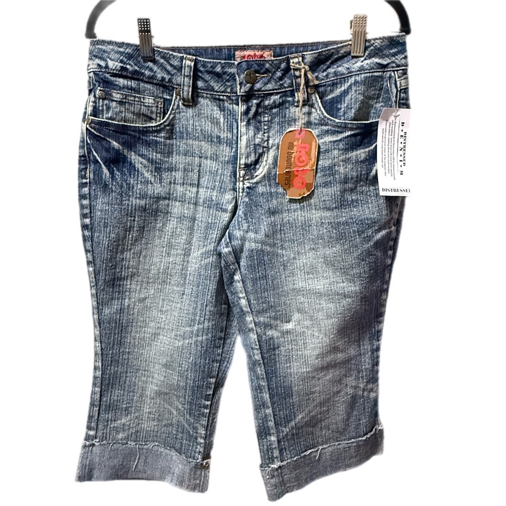 Deadstock Y2K Nobo No Boundaries Distressed Cropped Jeans Size 11